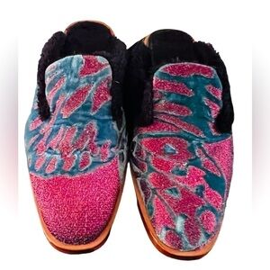 Free People Velvet Brocade Tapestry Butterfly  Ease Loafer Mule Sz 39 (8)